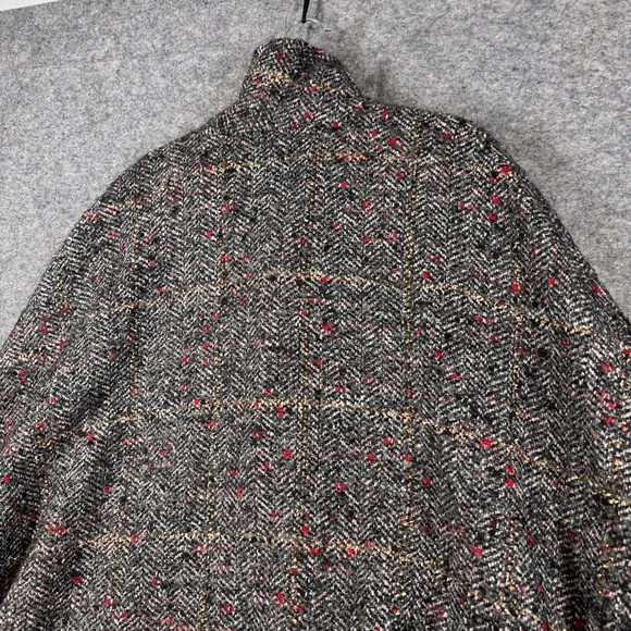 Toni T Gray Tweed Cape Jacket Size 3X Wool Alpaca Blend Button Front Poncho Coat - Picture 14 of 16